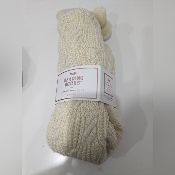 NWT - Indigo Thick Fur Lined Reading Socks - Picture 1 of 3